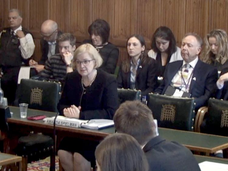 Amanda Spielman speaks to a committee of MPs
