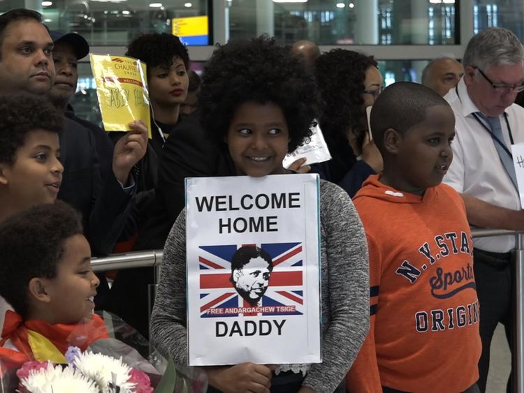 Andy Tsege&#39;s family were waiting for him at Heathrow