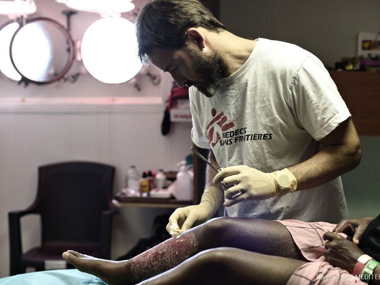 Aid workers are helping migrants on the Aquarius rescue boat. Pic: SOS Mediterranee 