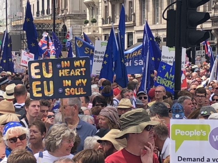 People travelled to London from all over the UK to attend the march, organised by People's Vote UK, on the second anniversary of the EU Referendum.