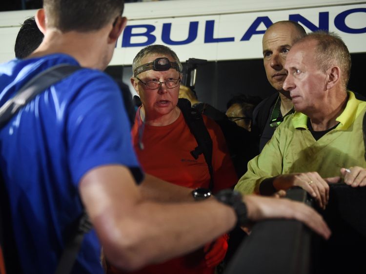 The three British divers are briefed at the site