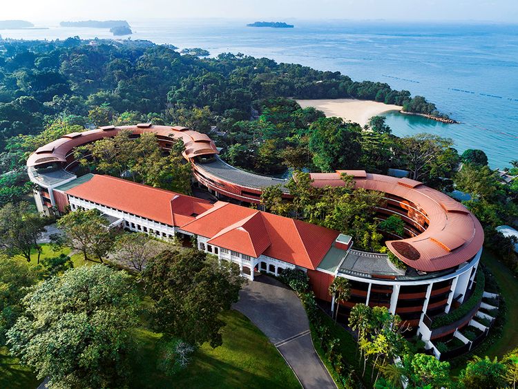 The 112-room Capella which juts out of a landscaped island in Singapore's harbour