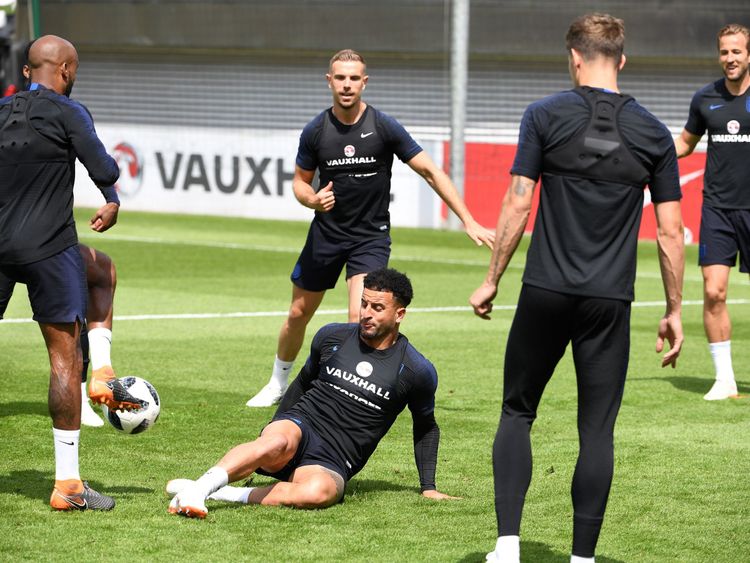 The England team training for their friendly against Costa Rica