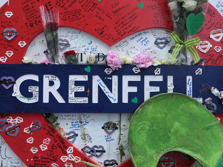 on the one year anniversary of the Grenfell Tower fire on June 14, 2018 in London, England. In one of Britain's worst urban tragedies since World War II, a devastating fire broke out in the 24-storey Grenfell Tower on June 14, 2017 where 72 people died from the blaze in the public housing building of North Kensington area of London.