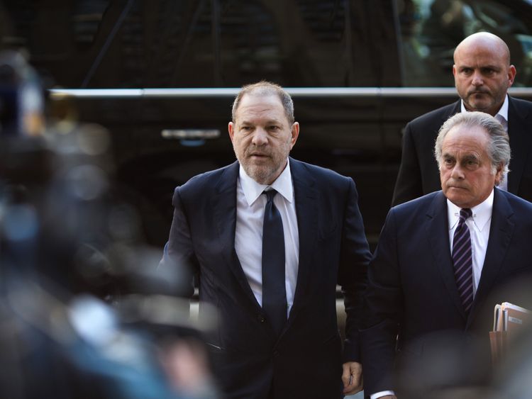 Harvey Weinstein arrives for a court appearance on June 5, 2018 in New York City. Weinstein is set to face an indictment on two counts of rape and is expected to plead not guilty. (Photo by Kevin Hagen/Getty Images)