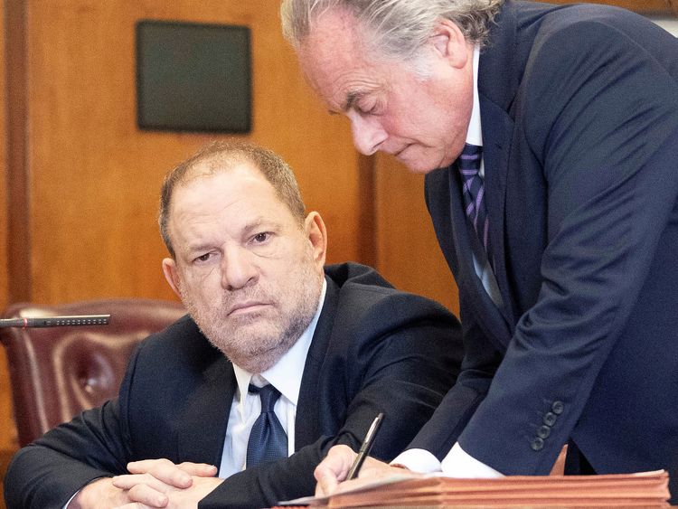 Film producer Harvey Weinstein sits with his lawyer Benjamin Brafman inside Manhattan Criminal Court during his indictment in Manhattan in New York, U.S., June 5, 2018. Steven Hirsch/Pool via REUTERS