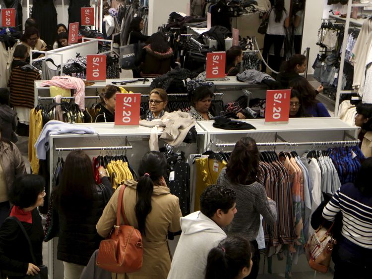 Shoppers in an H&M store