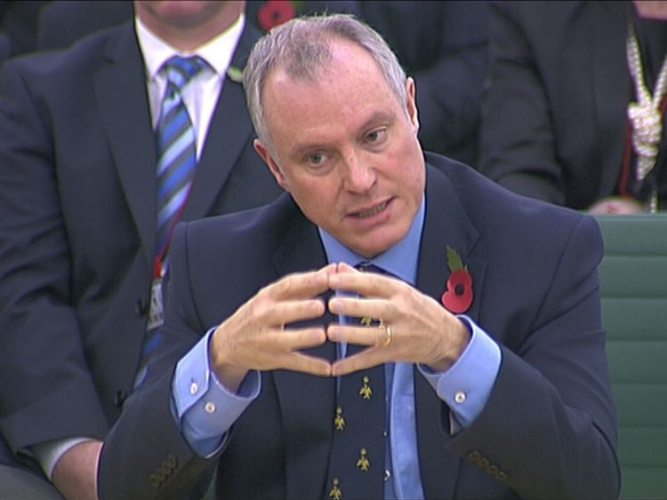 Iain Lobban, then director of GCHQ, attends an Intelligence and Security Committee hearing at Parliament in November 2013