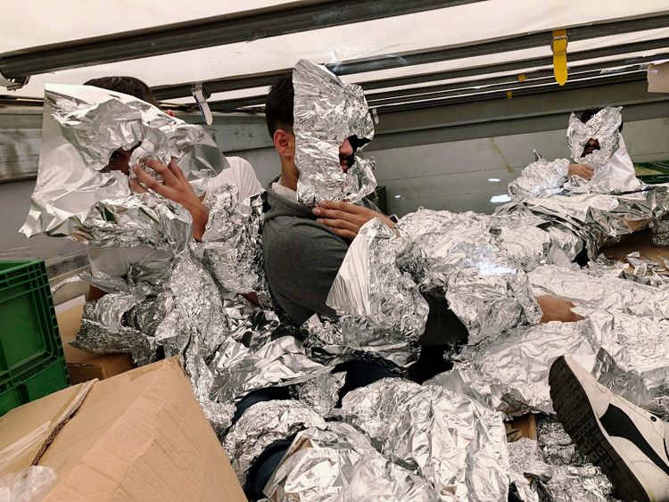 Image result for Migrants found covered in foil in truck by customs in Istanbul