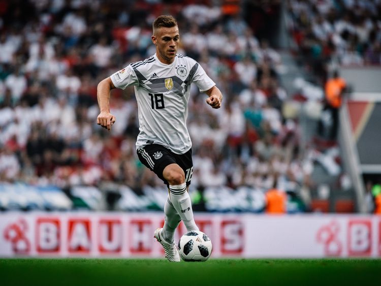 LEVERKUSEN, GERMANY - JUNE 08: (EDITORS NOTE: Image has been processed using a digital filter) Joshua Kimmich of Germany in action during the international friendly match between Germany and Saudi Arabia at BayArena on June 8, 2018 in Leverkusen, Germany. (Photo by Alexander Scheuber/Bongarts/Getty Images)