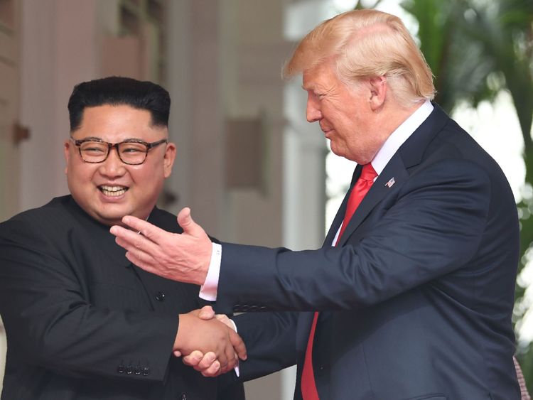 Mr Kim and Mr Trump appeared in high spirits as they met