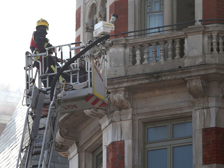 Firefighters at the Mandarin Oriental hotel