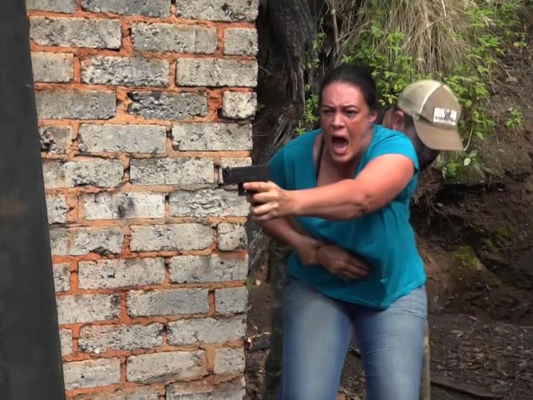 Marli Swanepoel takes part in a self-defence exercise