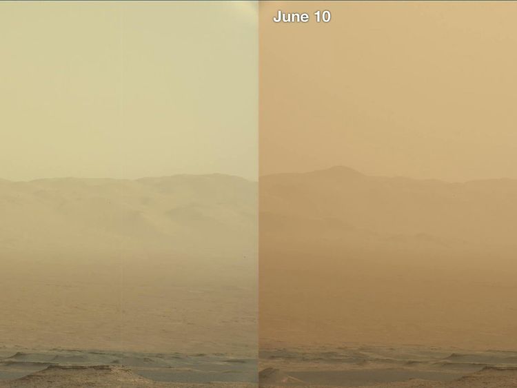 The Curiosity rover captured this image of dust forming in the atmosphere. Pic: Twitter/@MarsCuriosity