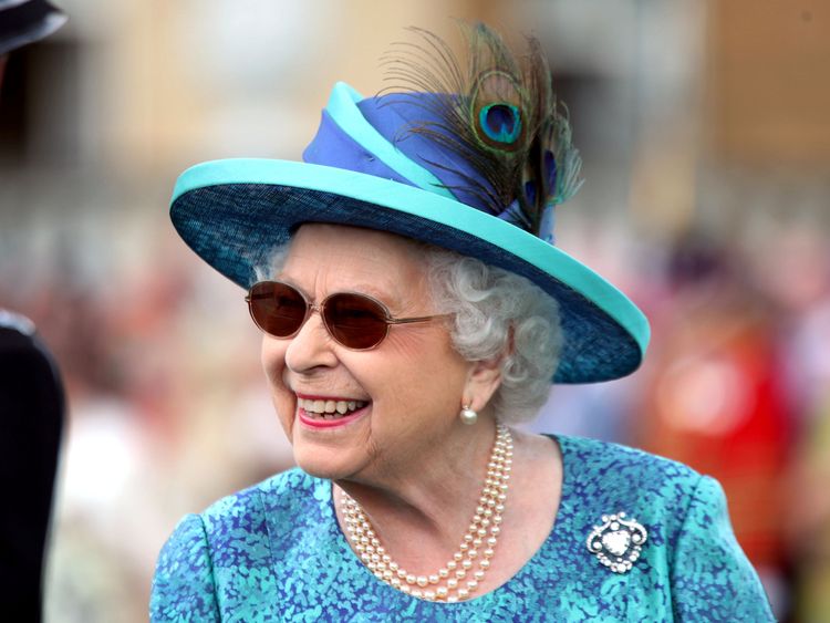 Queen Elizabeth during a garden party at Buckingham Palace