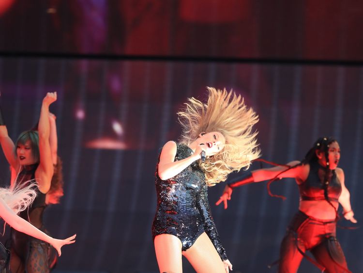 Taylor Swift on stage as she opens her Reputation stadium tour at the Eitihad Stadium, Manchester