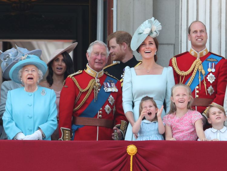 The royals gasp at the flypast