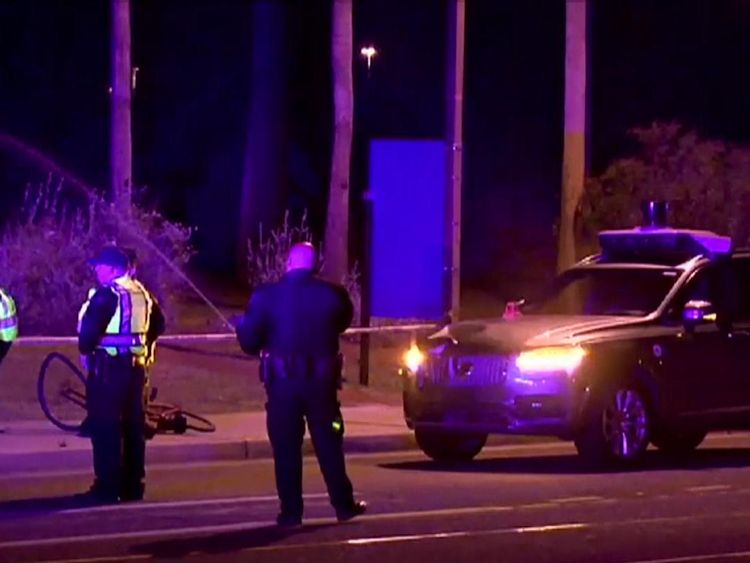 Police at the crash scene in Arizona