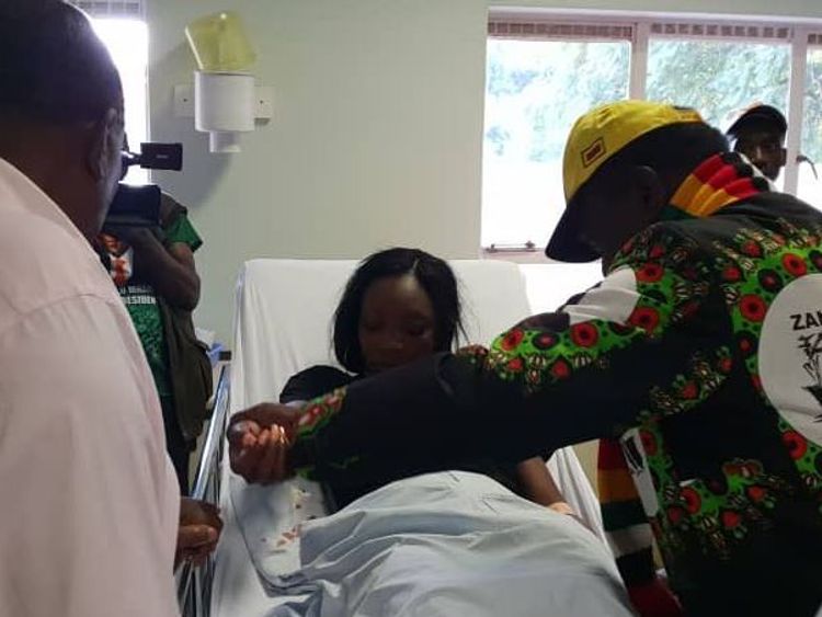 The president later visited those injured in hospital