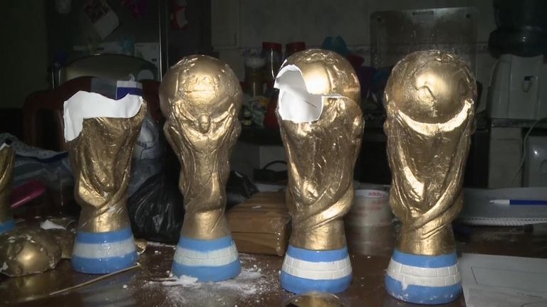 Some of the trophies used to smuggle the drugs