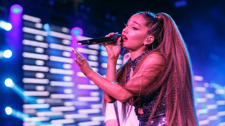 LOS ANGELES, CA - JUNE 02: (EDITORIAL USE ONLY. NO COMMERCIAL USE) Ariana Grande performs onstage during the 2018 iHeartRadio Wango Tango by AT&T at Banc of California Stadium on June 2, 2018 in Los Angeles, California. (Photo by Rich Polk/Getty Images for iHeartMedia )