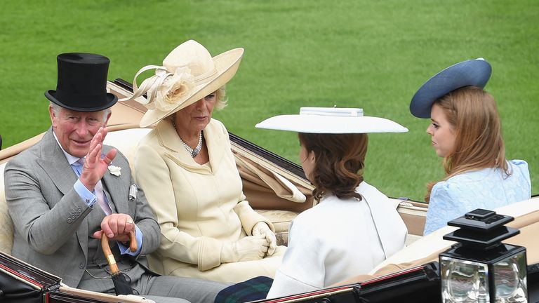 Charles and Camilla rode in with Beatrice and Eugenie