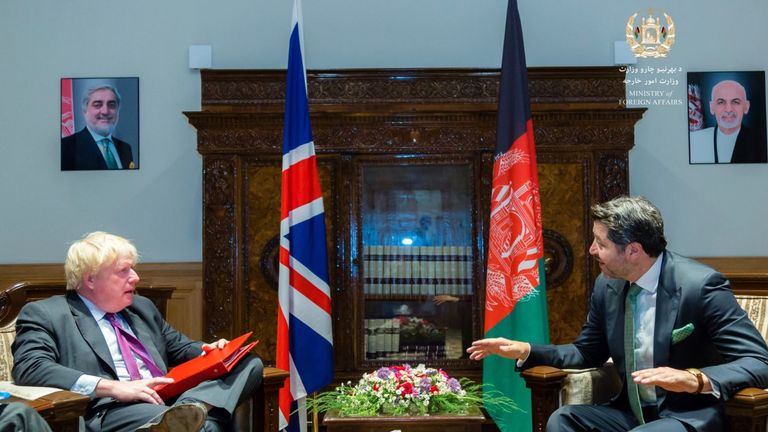 Boris Johnson meeting the Afghan Deputy Minister of Ministry of Foreign Affairs