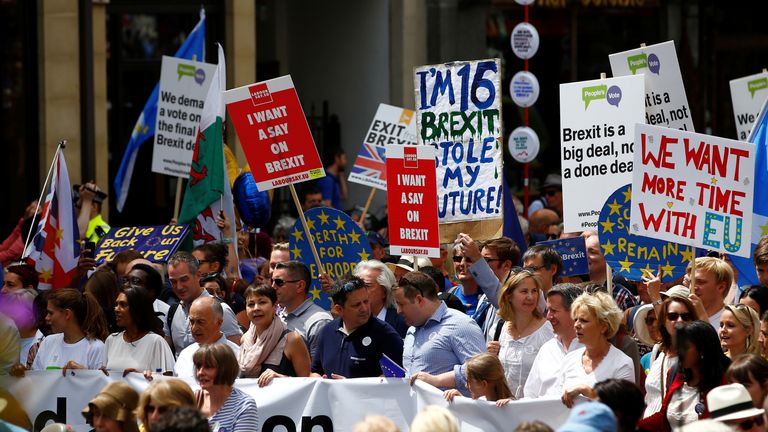 People travelled to London from all over the UK to attend the march, organised by People&#39;s Vote UK, on the second anniversary of the EU Referendum.