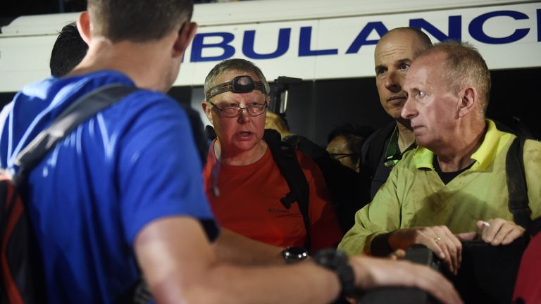 The three British divers are briefed at the site