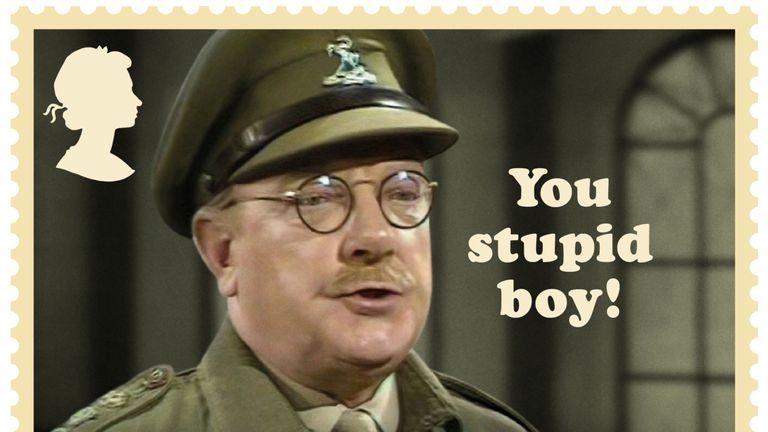 Bank manager Captain Mainwaring is featured with his catchprase &#39;You stupid boy&#39;