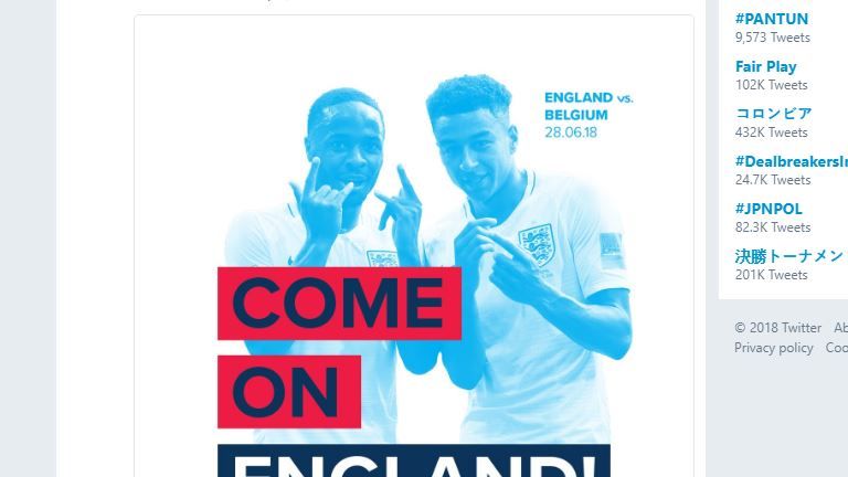 A Conservative tweet backing England ahead of their World Cup game against Belgium has been mocked for including a picture of Labour supporter Raheem Sterling