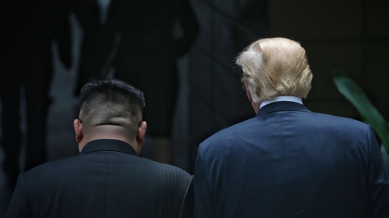 Donald Trump and Kim Jong Un at their historic summit on Sentosa Island