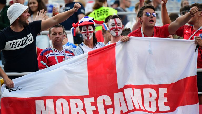 England fans celebrate the team's victory over Panama
