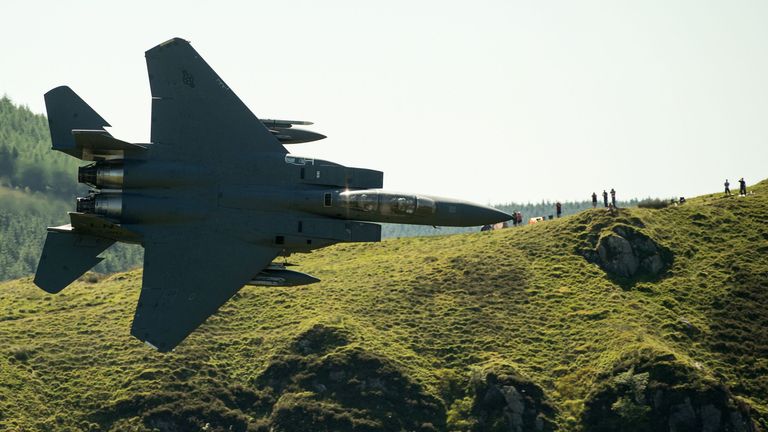 Fighter jets low flying exercise in Wales | UK News | Sky News