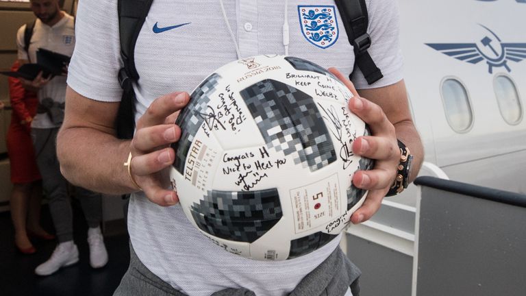 The match ball was signed by the team