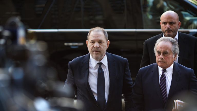 Harvey Weinstein arrives for a court appearance on June 5, 2018 in New York City. Weinstein is set to face an indictment on two counts of rape and is expected to plead not guilty. (Photo by Kevin Hagen/Getty Images)