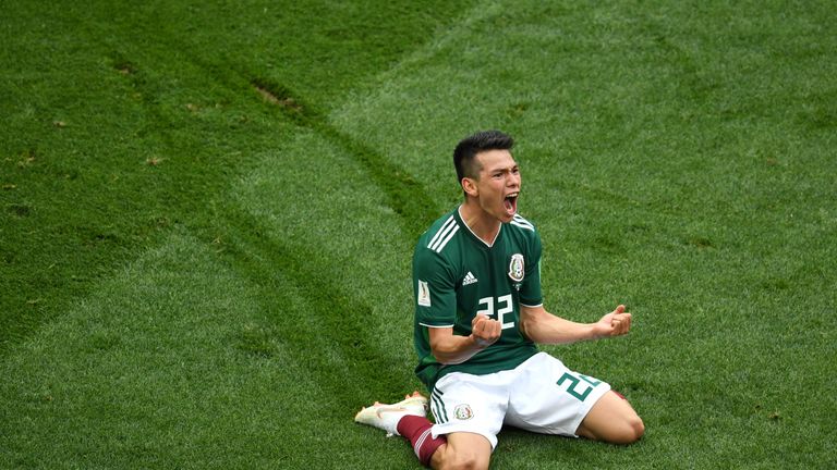 Mexico&#39;s Hirving Lozano celebrates his goal against Germany