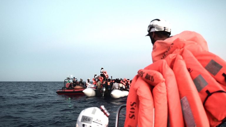 Italy&#39;s new interior minister Matteo Salvini on Sunday said Malta cannot continue "to look the other way" and urged it to open its ports to an NGO migrant rescue ship which is in the Mediterranean with hundreds of people on board. Credit: MSF / SOS Mediterranee 