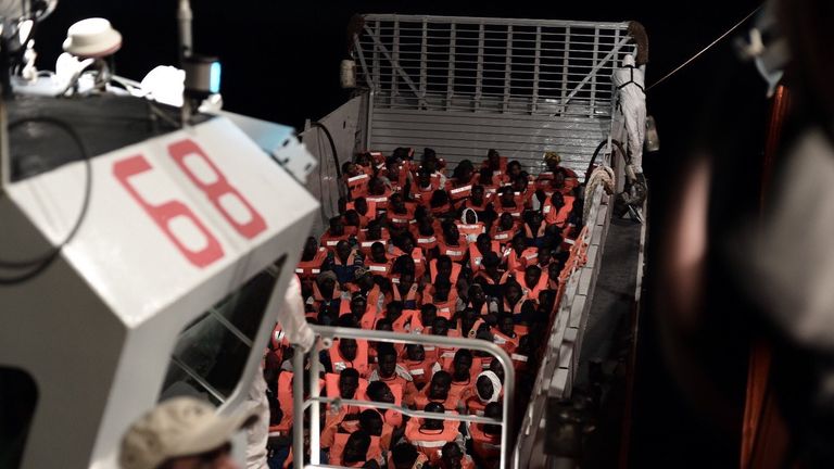 Italy&#39;s new interior minister Matteo Salvini on Sunday said Malta cannot continue "to look the other way" and urged it to open its ports to an NGO migrant rescue ship which is in the Mediterranean with hundreds of people on board. Credit: MSF / SOS Mediterranee 
