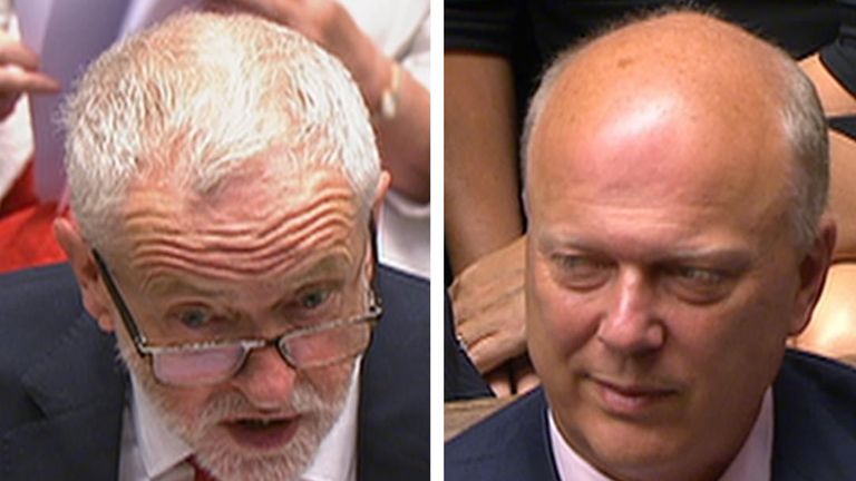 Jeremy Corbyn has a dig at Chris Grayling