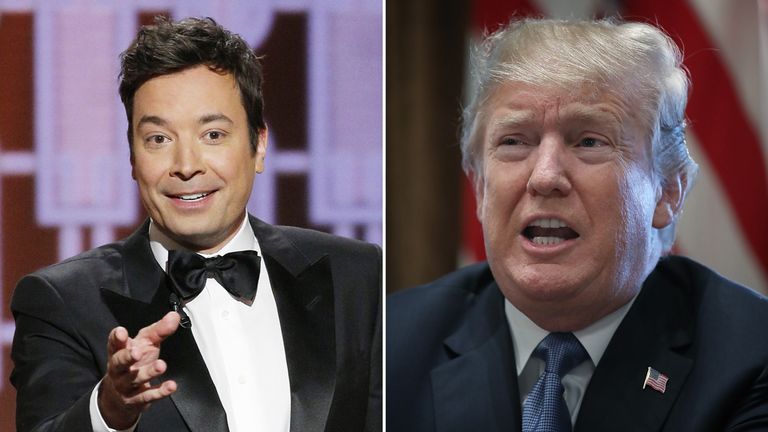 (L-R) Jimmy Fallon and Donald Trump
