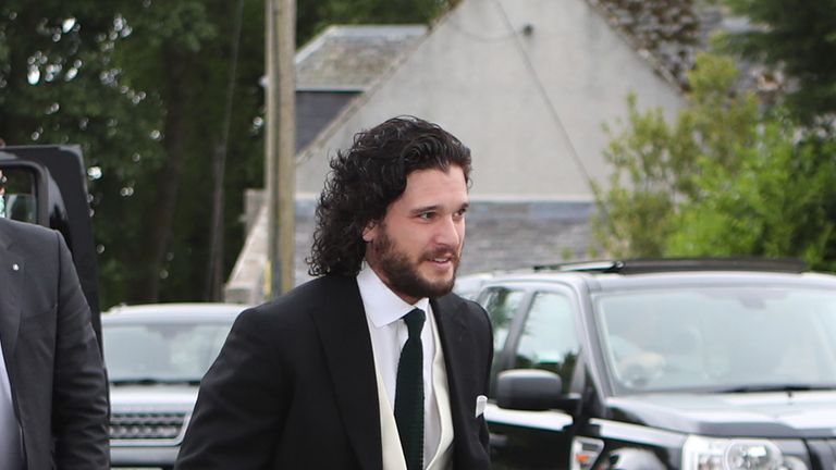 Kit Harington arrives at church in Aberdeenshire for his wedding to Rose Leslie