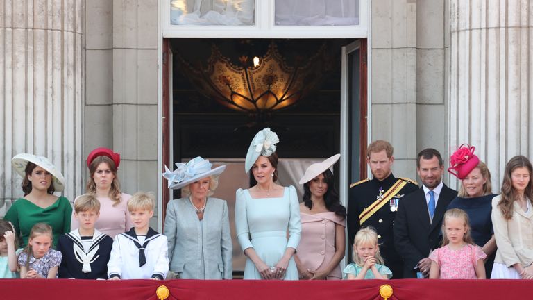 Meghan and the Royal Family on the balcony for the RAF flypast