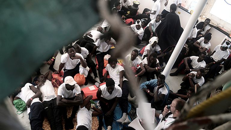 Migrants on  MV Aquarius