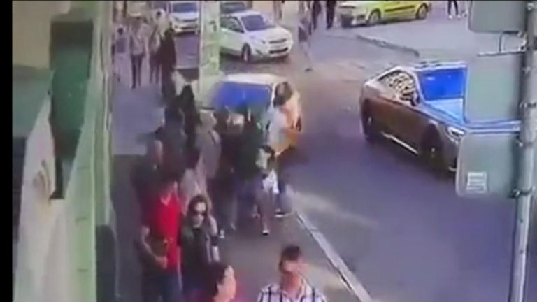 Eight people injured after taxi hits crowds in Moscow