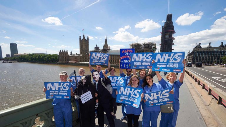 Hospital staff took part in another demonstration in the capital last week