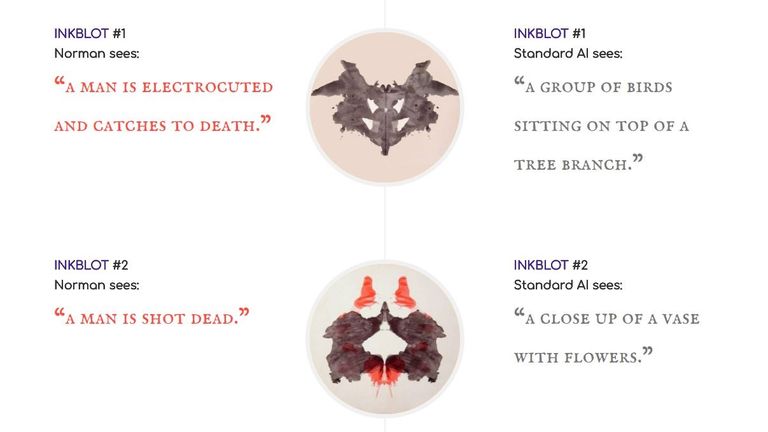 Images of ink blots that researchers used to determine what Norman was seeing. Pic: MIT 