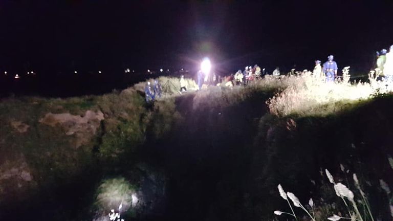 The boy was winched up on a stretcher. Pic: Newquay Coastguard Rescue Team