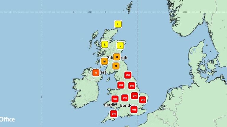 The pollen forecast on Saturday 23 June