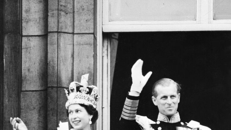 The Queen and Prince Philip after the coronation in 1953